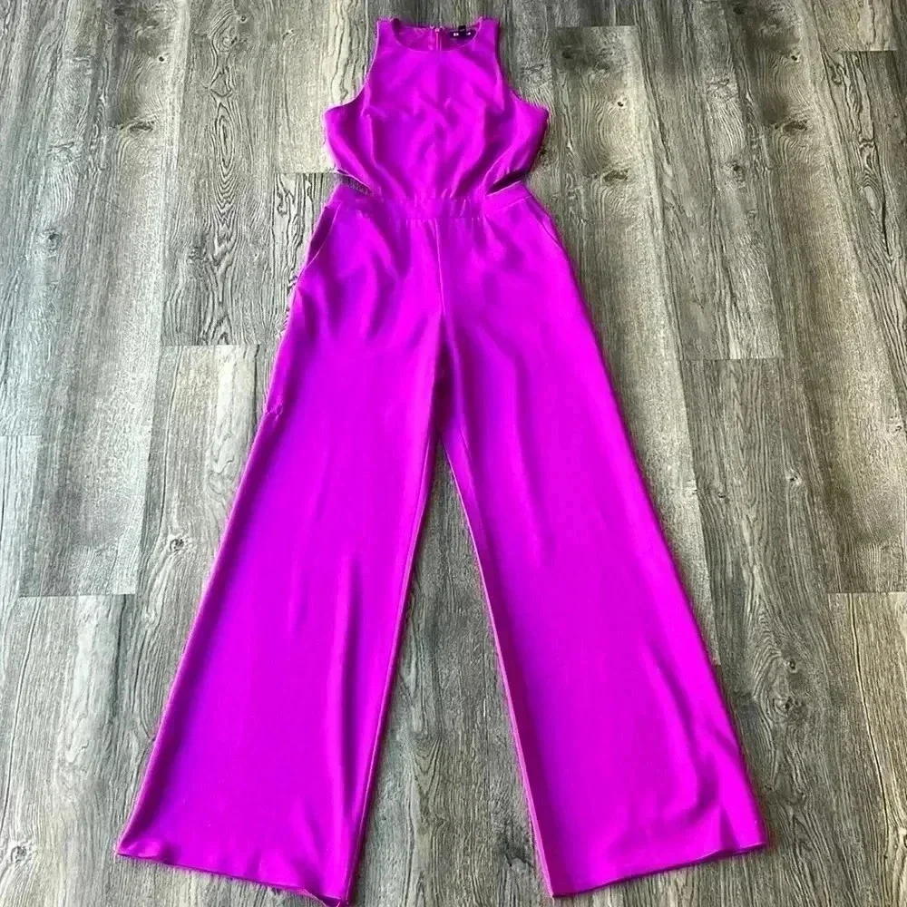 Express Jumpsuit Pink Cut Out Side Jumpsuit Size Small Sleeveless Womens - Picture 3 of 13